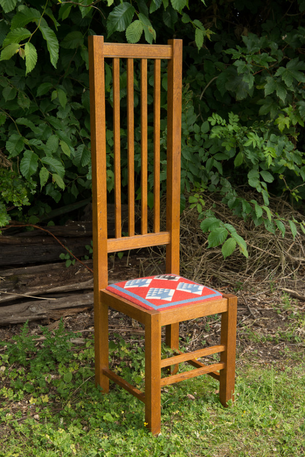 Oak high back chair. 1